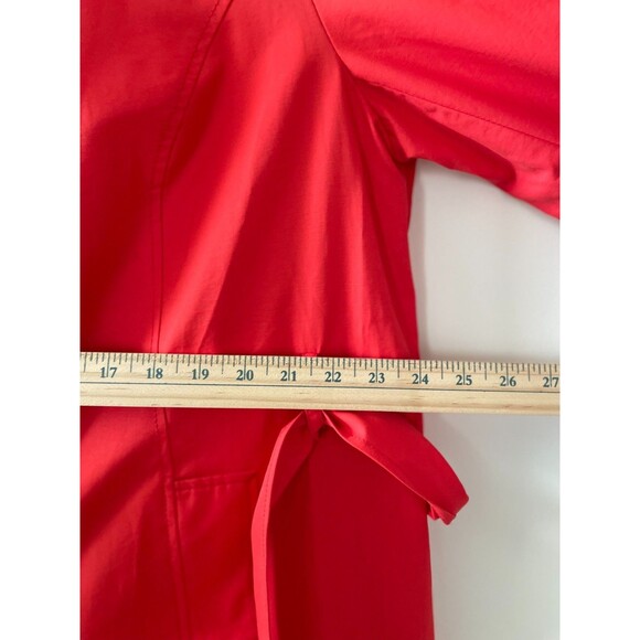 Lands' End women's coral red trench coat belted pockets size 1X 16w-18w - Picture 6 of 11